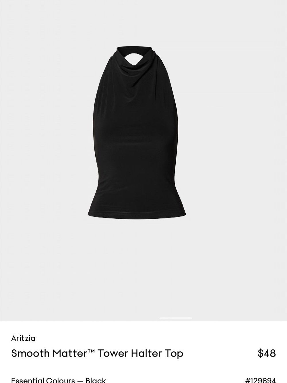 Aritzia Black Tower Halter Top